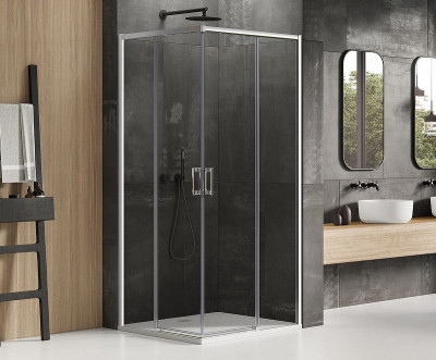 Душевой угол New Trendy Prime Chrome 80х90 D-0294A/D-0297A пр-ль хром стекло прозрачное