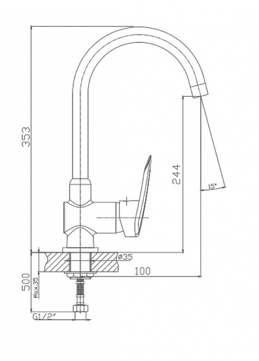 Смеситель для кухни Haiba HB4007 (латунь) хром