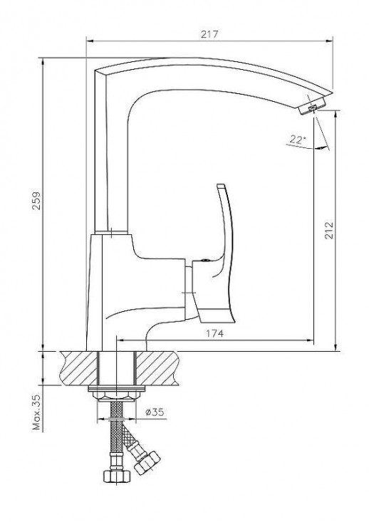 Однорычажный смеситель для кухни Haiba HB4070 с поворотным изливом (латунь) хром