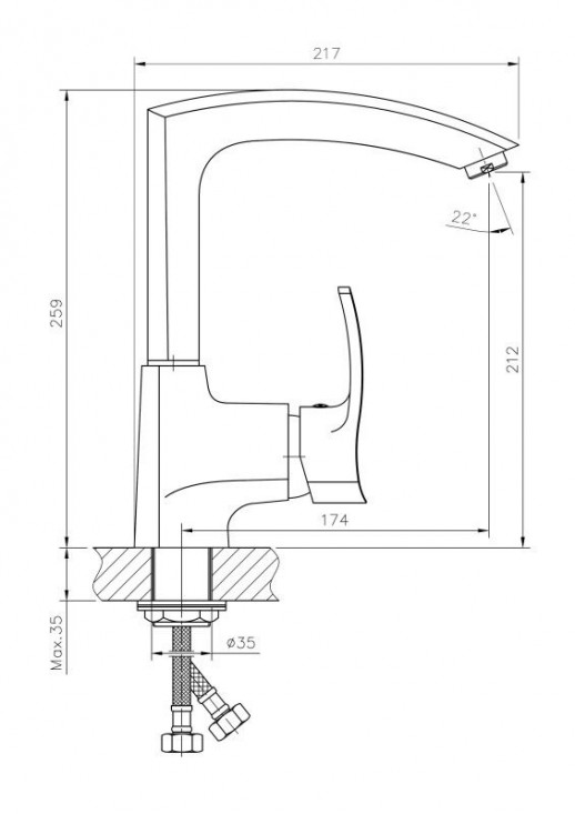 Однорычажный смеситель для кухни Haiba HB4070 с поворотным изливом (латунь) хром