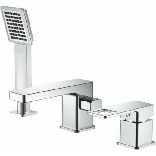 Смеситель на борт ванны Haiba HB80615 с душевым гарнитуром (латунь) хром