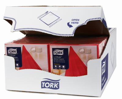 Салфетки Tork LinStyle, Premium, 39х39 см, 1 сл, 50 листов, красные