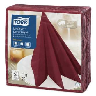 Салфетки Tork LinStyle, Premium, 39х39 см, 1 сл, 50 листов, красные