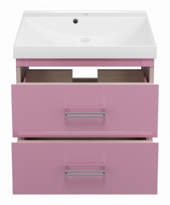 Тумба Misty Джулия QVATRO - 65 подвесная с 2 ящ. конус розовая (Л-Джк01065-1210ПК2Я) с раковиной