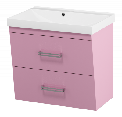 Тумба Misty Джулия QVATRO - 65 подвесная с 2 ящ. конус розовая (Л-Джк01065-1210ПК2Я) с раковиной