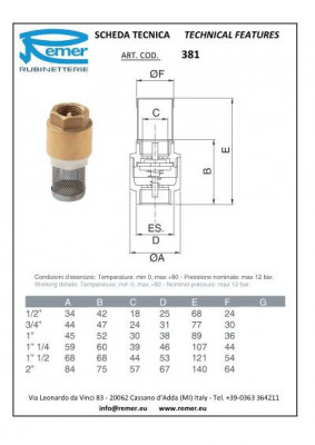 Обратный клапан с фильтром Remer RR 381 2" лат.серд