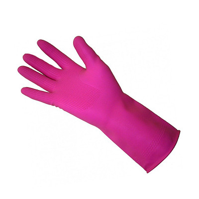 Резиновые суперпрочные перчатки с хлопковым напылением, розовые (р M) MERIDA TRY122