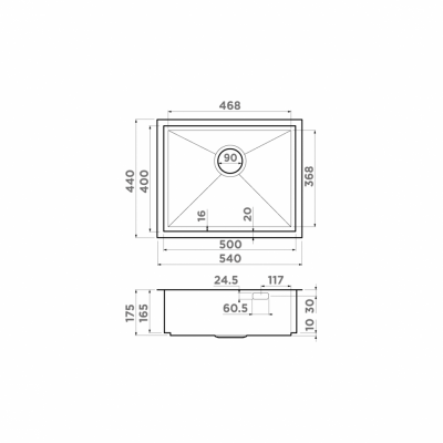 Мойка Omoikiri прямоугольная 540х440 мм Kasen 54-16 INT LG нерж.сталь, светлое золото (4997060)