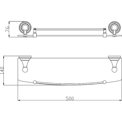 Стеклянная полка Rav Slezak Morava MKA0900/50Z золото