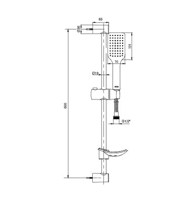 Душевой гарнитур E.C.A. Tiera 102146029C1EX черный матовый 1 режим