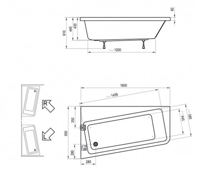 RAVAK C831000000 Акриловая ванна 10° 160 см левый белый