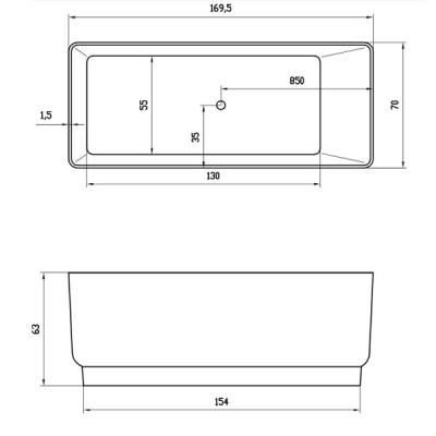 Акватика Моно Стандарт ванна без гидромассажа, 170 см х 70 см