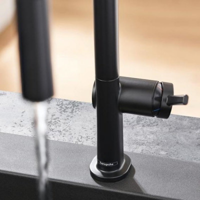 Смеситель для кухни с вытяжным изливом Hansgrohe Talis M54 72803670 (черный матовый)