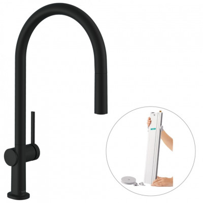 Смеситель для кухни с вытяжным изливом Hansgrohe Talis M54 72803670 (черный матовый)