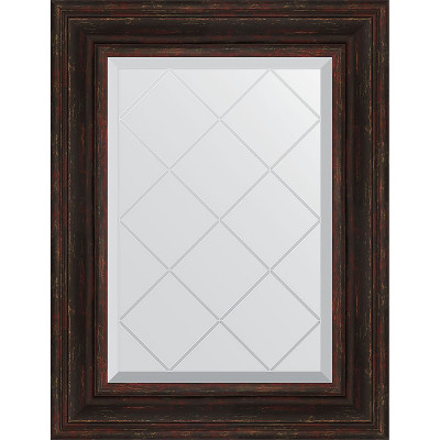Зеркало настенное Evoform ExclusiveG 76х59 BY 4033 с гравировкой в багетной раме Темный прованс 99 мм
