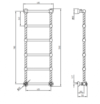 MIGLIORE EDERA 20308 полотенцесушитель водяной, высокий, хром