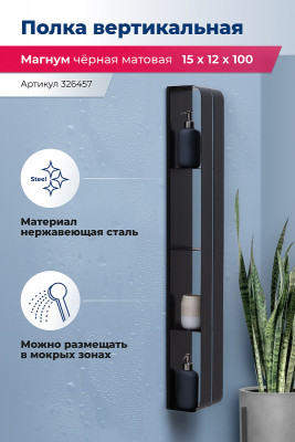Металлическая полка в ванную Aquanet Магнум H 15х100 326457 черная матовая