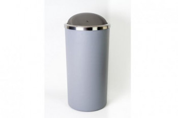 Урна Primanova LENOX для мусора 35л, пластик, вращ. крышка из нержавейки, круглая, серая M-E48-07