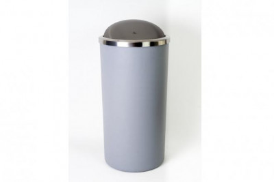 Урна Primanova LENOX для мусора 35л, пластик, вращ. крышка из нержавейки, круглая, серая M-E48-07