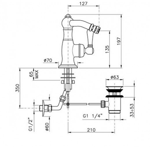Nicolazzi Cinquanta 3453 DB 75C смеситель для биде с д/к, темная бронза/ручка El Capitan