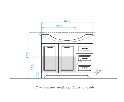 Комплект мебели для ванной Style Line Олеандр-2 100 Люкс белый