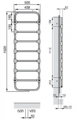 Zehnder Nobis NOB-150-050 полотенцесушитель водяной для ГВС, хром