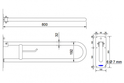NOFER 15051.80.S поручень откидной 80 см, сталь/матовый