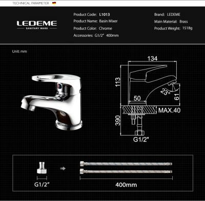 Смеситель для раковины Ledeme L1013 H13 однорычажный хром