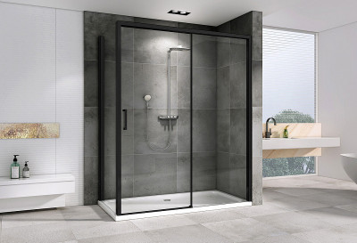 Душевой угол Abber Komfort 160x100 AG93160B-S102B пр-ль черный стекло прозрачное