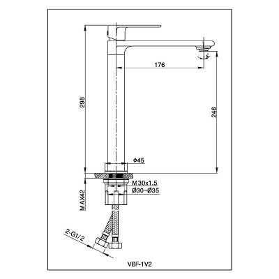Смеситель для раковины Vincea Vogue VBF-1V2BG золото