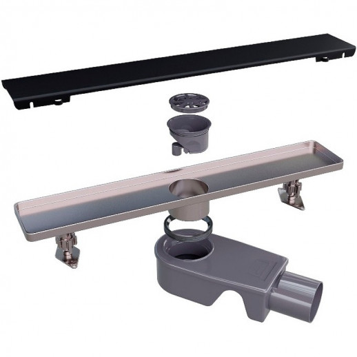 Душевой лоток RGW SDR-20B 47212080-04 с черной решеткой