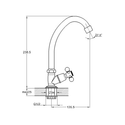 Кран для холодной воды G.Lauf JMX14-A605, хром