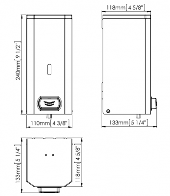 Диспенсер пены Mediclinics DJF0032B, настенный, механическое управление, объем: 1,5 л, нержавеющая сталь, цвет: матовый черный