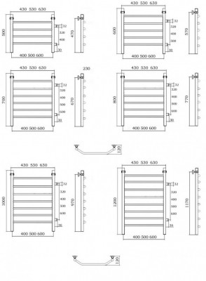 Водяной полотенцесушитель Акванерж Трапеция с боковым подключением 400х500, хром