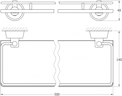 Полка с держателями 30 FBS Vizovice VIZ 013 матовое стекло, хром