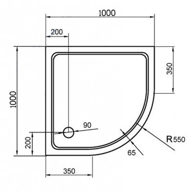 Поддон душевой Cezares TRAY-M-R-100-550-35-W, 100 x 100 см, из стеклокомпозита (SMC)