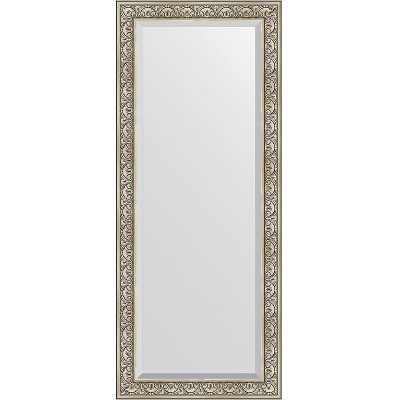 Зеркало напольное Evoform Exclusive Floor 205х85 BY 6134 с фацетом в багетной раме Барокко серебро 106 мм