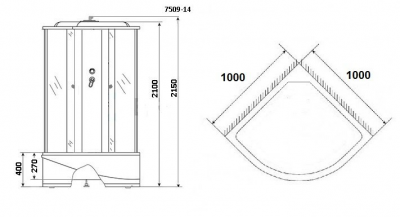 Душевая кабина Niagara Eco NG-7509-14 100x100х215 см высокий поддон