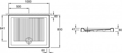 Душевой поддон, прямоугольный, 100 x 80 см, слив 90 мм JACOB DELAFON KYREO (EN126-00)