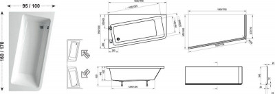 RAVAK C841000000 Акриловая ванна 10° 160 см правый белый