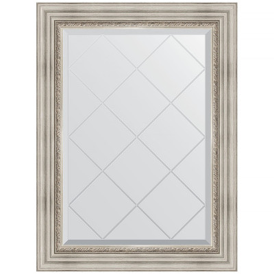 Зеркало настенное Evoform ExclusiveG 89х66 BY 4104 с гравировкой в багетной раме Римское серебро 88 мм