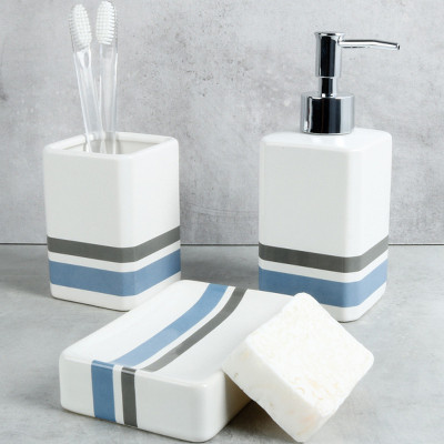 Дозатор жидкого мыла Fixsen Dony FX-232-1 белый синий серый настольный