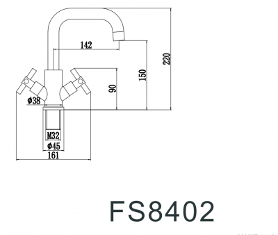 Смеситель для мойки Fmark FS8402H нерж сталь черный вентильный
