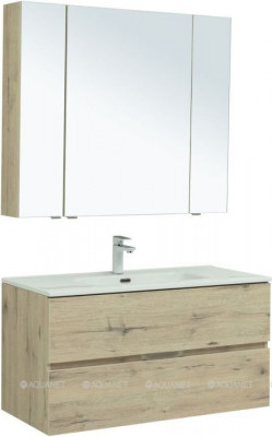 Комплект мебели для ванной Aquanet Алвита New 100 2 ящика, дуб веллингтон белый (00274203)