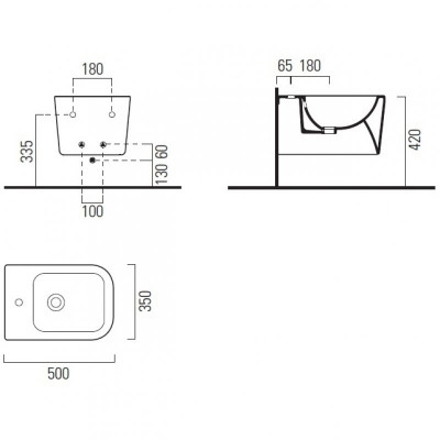 GSI Traccia 6920 1 11 bi*1 биде подвесное (1 отверстие), 35 см х 50 см