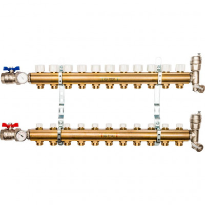 Распределительный коллектор из латуни без расходомеров 11 вых STOUT (SMB 0468 000011)