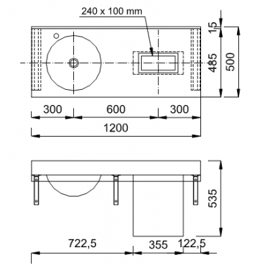Коллективная раковина с умывальниками Nofer 13070.1.S