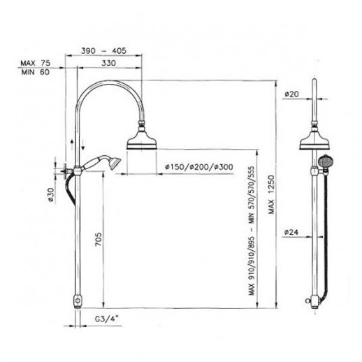 Nicolazzi Classic shower 5711WS BZ 20 душевая стойка, бронза