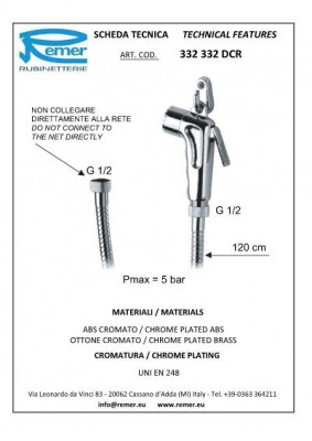 Набор Remer RR 332 332 DCR (лейка, шланг), хром