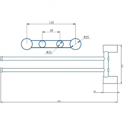 Полотенцедержатель Haiba HB8412-7 поворотный (нерж сталь) черный